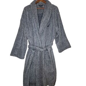 Nautica Men's‎ Long Sleeve Cozy Soft Plush Shawl Collar Robe Bathrobe Blue/White